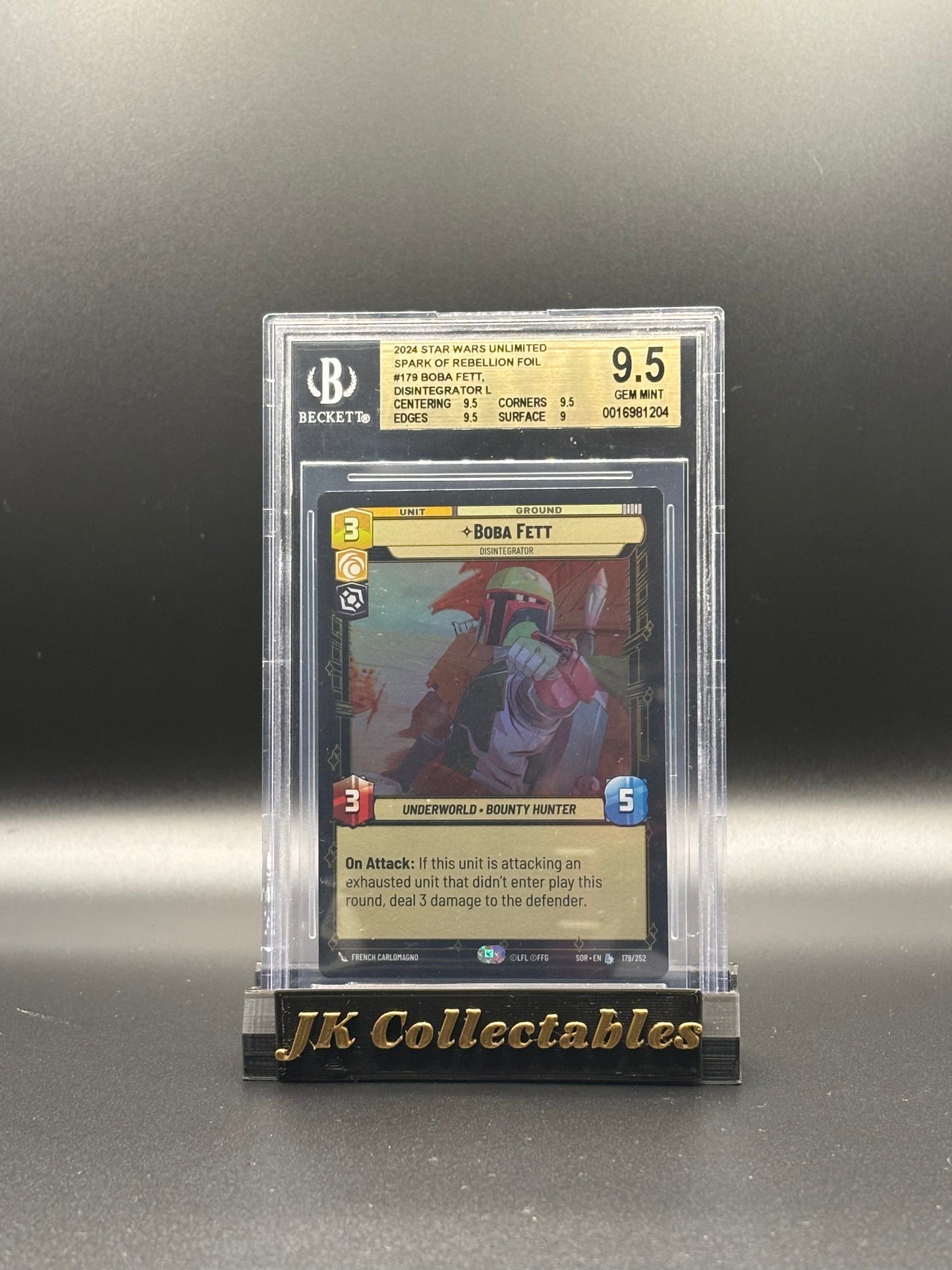 BGS 9.5 - Star Wars Unlimited, Boba Fett Legendary Foil 179/252