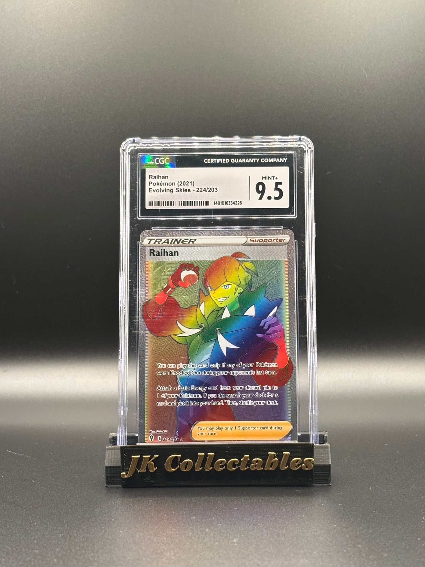 CGC 9.5 -Pokemon Evolving Skies, Raihan Rainbow Rare 224/23