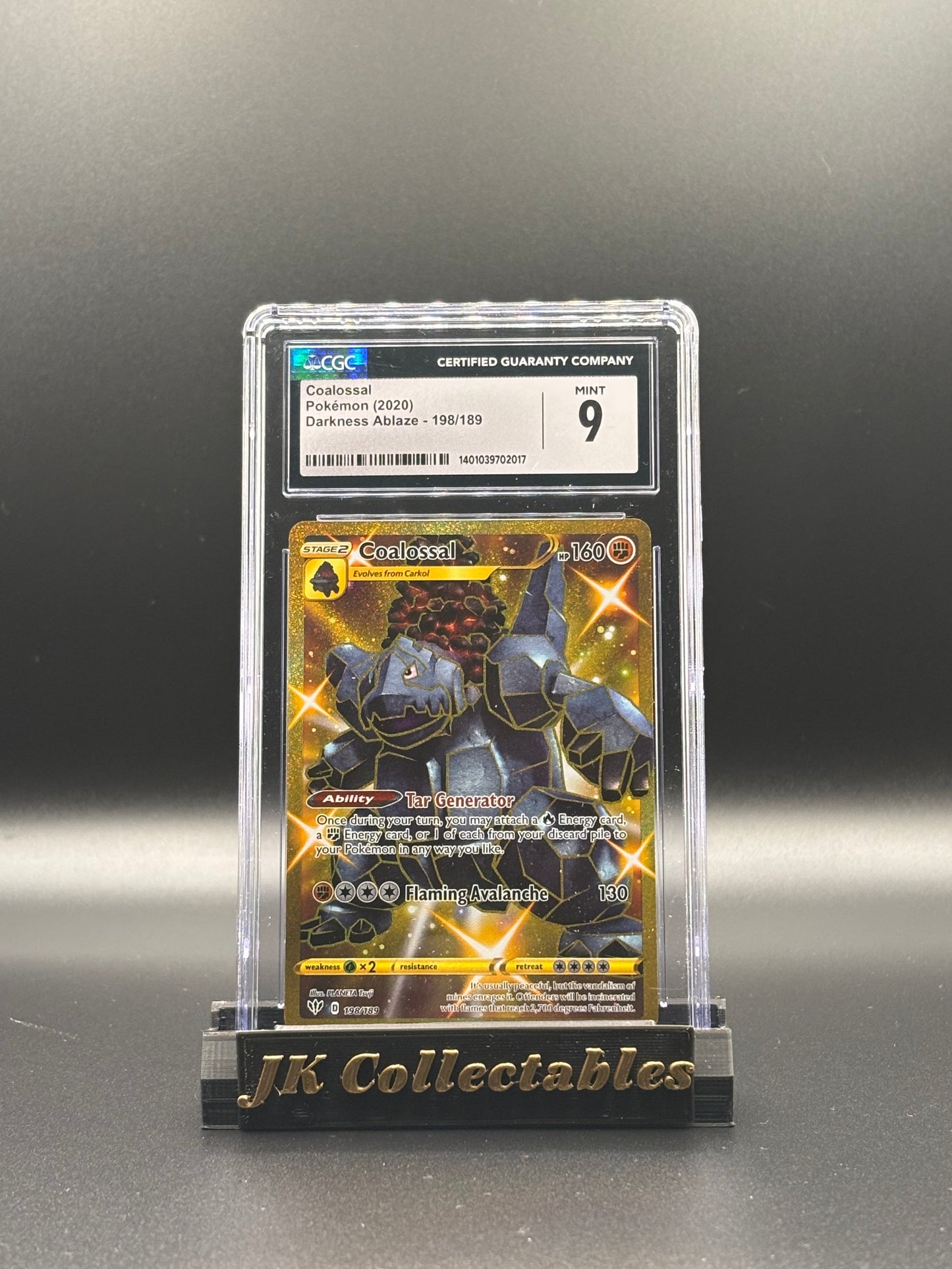 CGC 9 - Pokemon Darkness Ablaze, Coalossal Gold Secret Rare 198/189