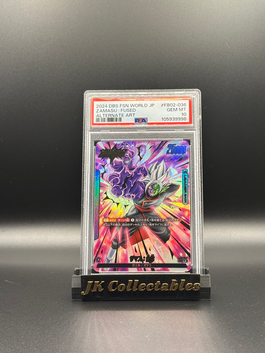 PSA 10 - Japanese Dragonball Fusion World, Zamasu: Fused Alt Art Leader FB02-036