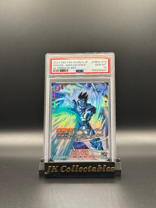 PSA 10 - Japanese Dragonball Fusion World, Gohan: Adolescence Alt Art SR* FB02-018