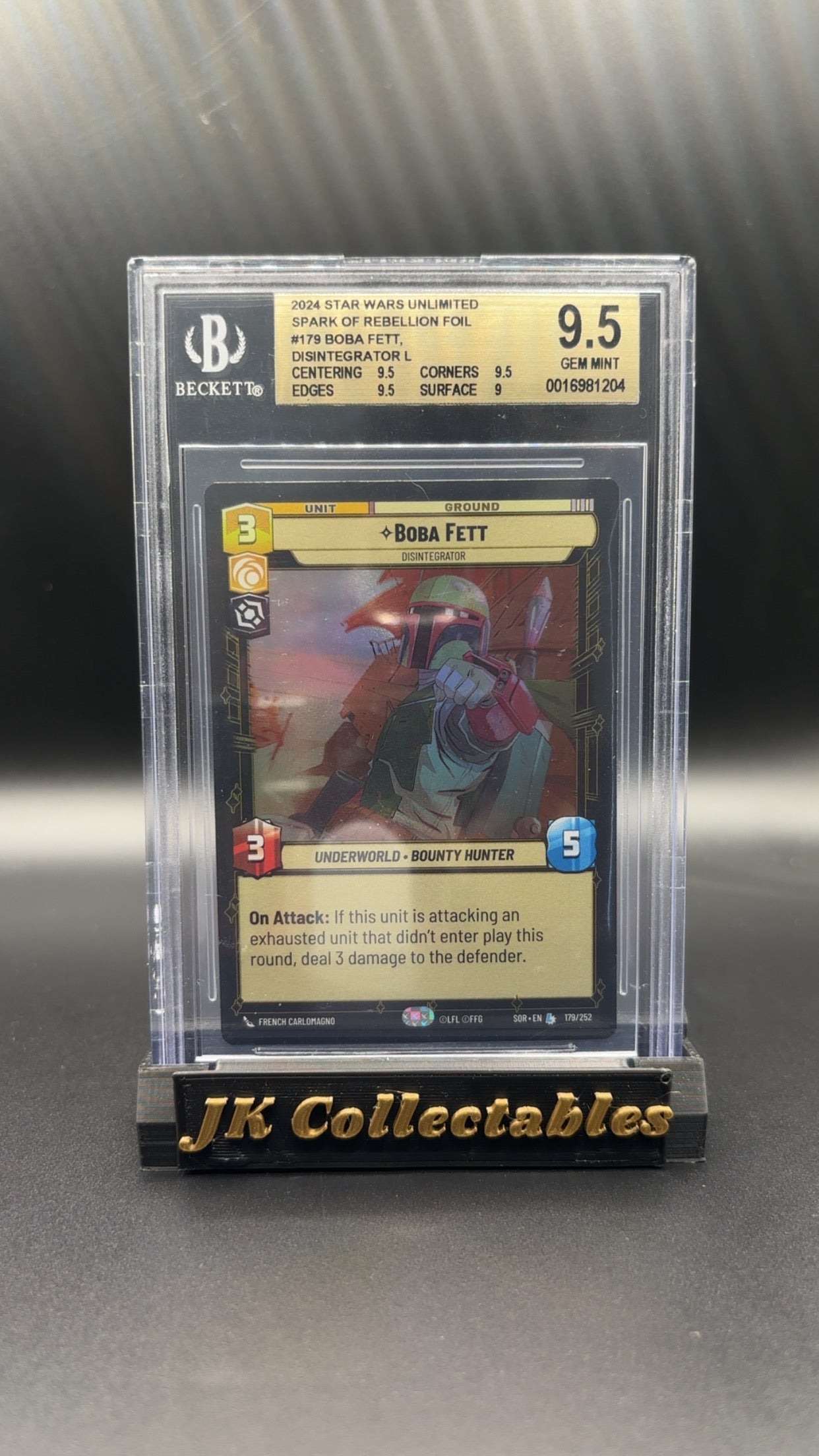 BGS 9.5 - Star Wars Unlimited Boba Fett Legendary Foil 179/252